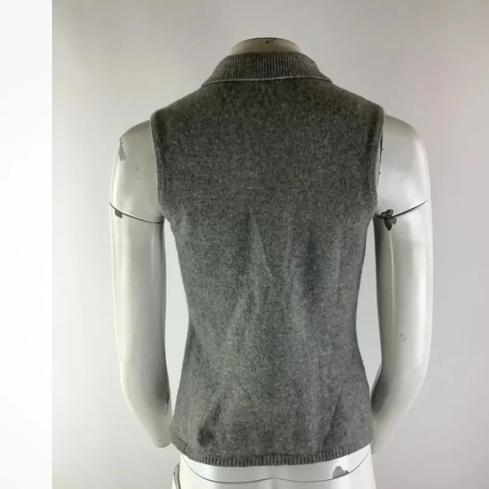 Galyan's Womens Sz S Lambswool Cashmere Sweater Vest Gray Full Zip Sleeveless